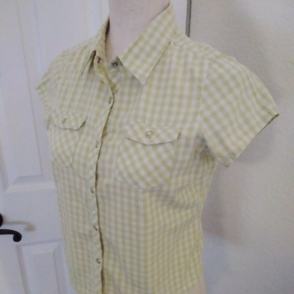 Cherokee Western Style Shirt Size Large Jr. Greenish Yellow Vintage